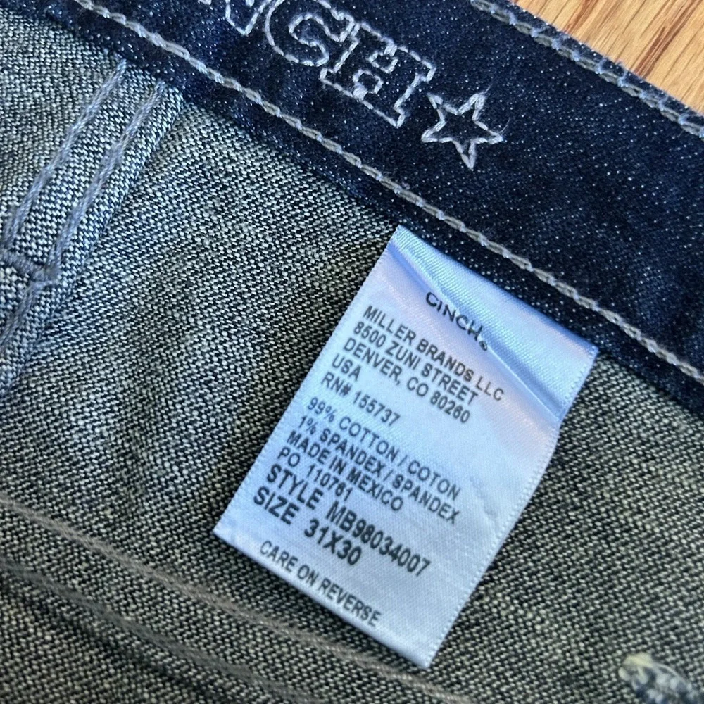 CINCH Mens Jeans‎ 31x30 (Actual 34x26) Dark Blue Bootcut Western Cowboy Stretch